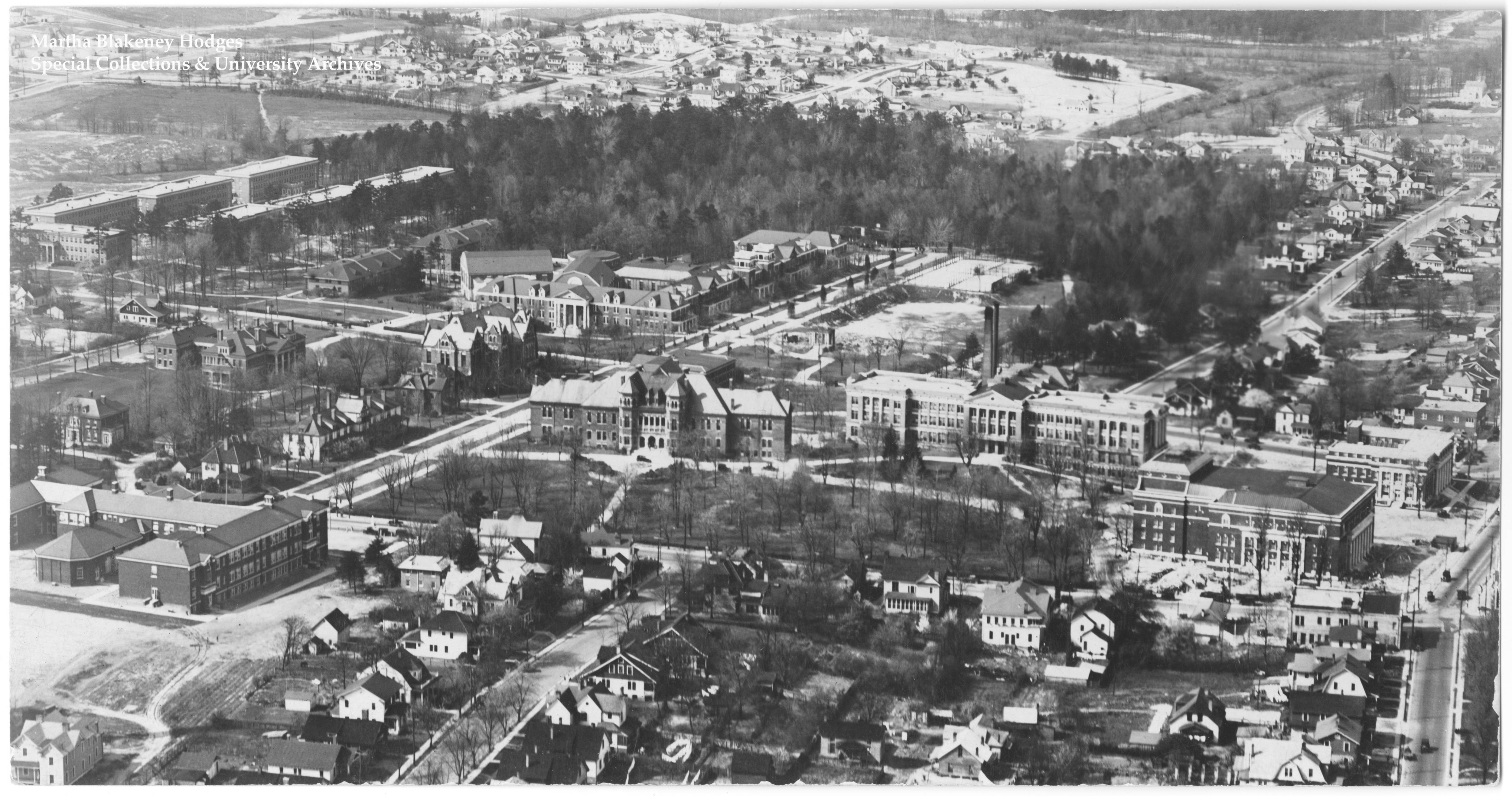 Historical aerial photo of UNCG, looking north. Circa 1926.